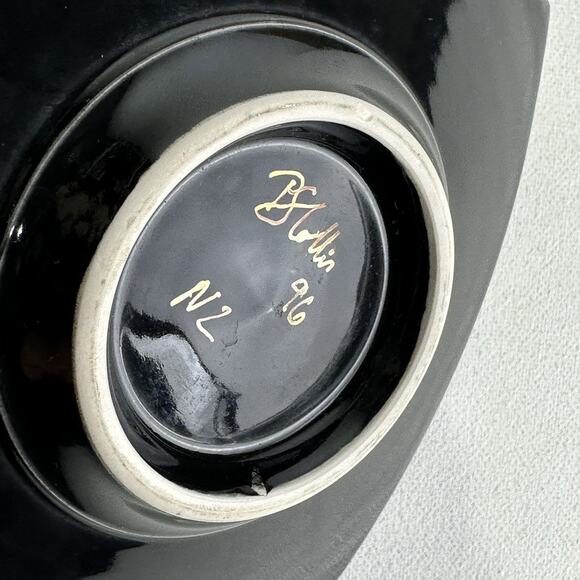 collin fused art glass Trinket tray handcrafted dish signed set of 2 - Picture 15 of 16